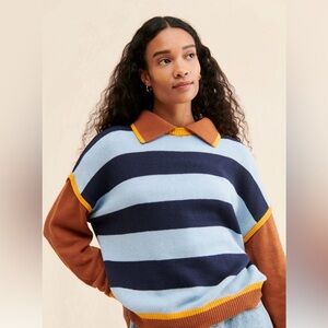 Striped Blue and Brown Women's Sweater